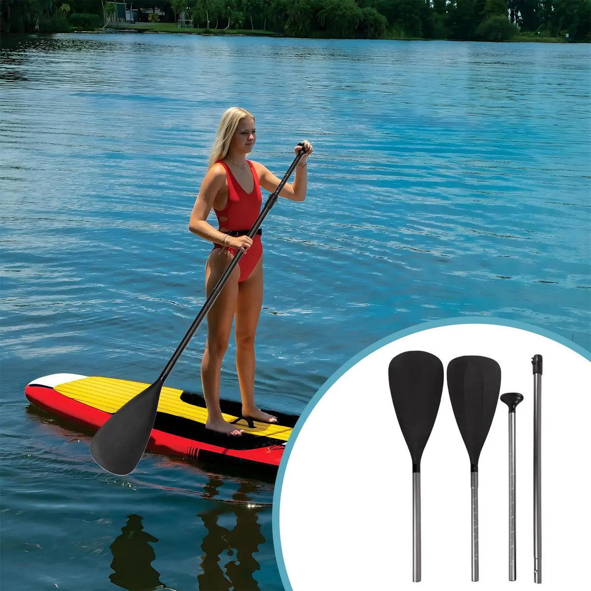 2-in-1 Adjustable Kayak Paddle – Single & Double Head Fishing Oar with Ergonomic Quick-Release Design