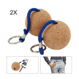 2PCS Floating Cork Ball Keychain – 50mm Buoyant Wooden Key Ring with Rope for Sailing, Kayak & Boat Accessories