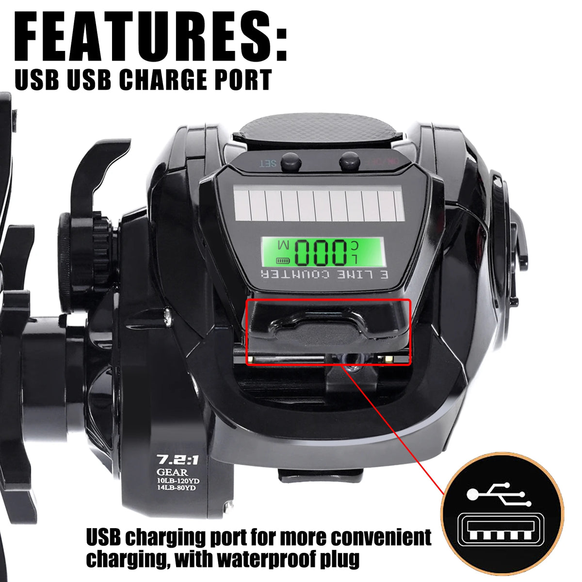 Electronic Baitcasting Reel with LED Line Counter Screen
