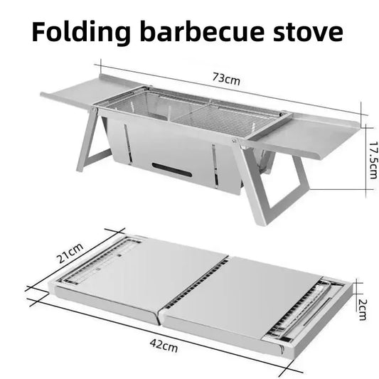 Stainless Steel Barbecue Stove Outdoor Charcoal Folding Barbecue Rack Household Small Folding Carbon Barbecue Skewer Stove BBQ