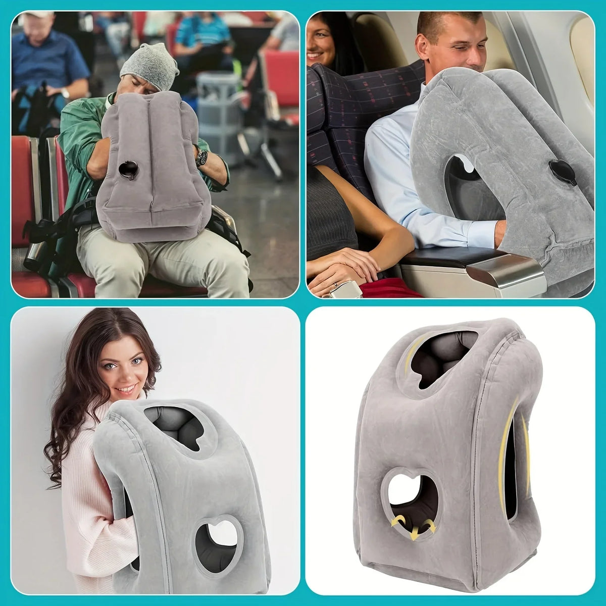 1pc Inflatable Travel Pillow with Patented Valve Design-Adjustable Neck & Head Support, Lightweight,Thanksgiving,Christmas gift