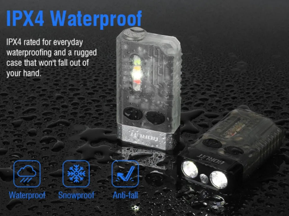 BORUiT V10 UV Keychain Flashlight – 1000LM, Type-C, Magnetic