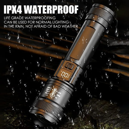 100000LM Super Bright Flashlight Rechargeable LED Torch Long Range Tactical Lamp for Outdoor Waterproof Camping Fishing Lantern