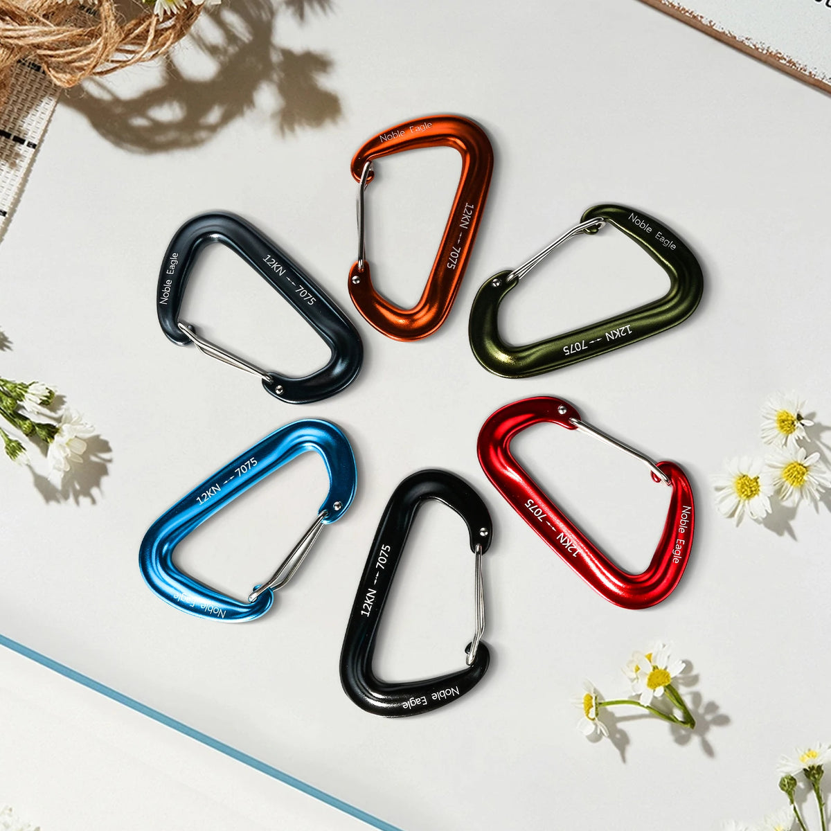 6PCS 12kN Aluminum D Ring Carabiners Heavy Duty Hook Lightweight Outdoor Camping Hiking Clips Buckle Set for Backpack Gear