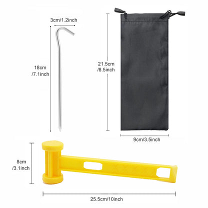 10 Pack Tent Pegs, Ropes and Hammer Set with Storage Bag, Heavy-Duty Aluminum Tent Stakes Floor Nails for Tent, Tarp, Canopy