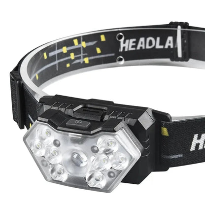 9 Led Strong Light Headlamp USB Rechageable Motion Sensor Headlight Portable Fishing Camping Outdoor Head Lamp 1200mah