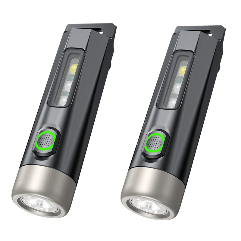 PHILIPS 2025  Super Bright EDC Flashlight LED Rechargeable Mini EDC Keychain Flashlights Camping Lamp For Hiking Self Defense