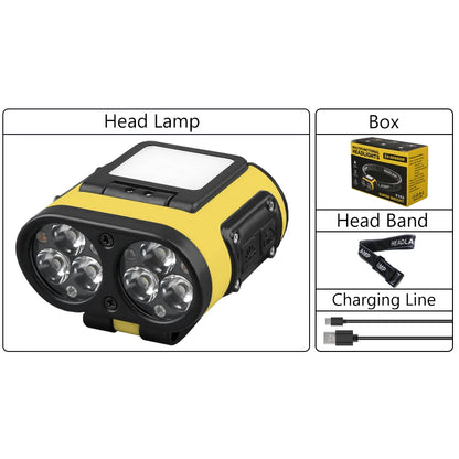 LED Headlamp Smart Sensor Cap Clip Light TPYE-C Rechargeable Flashlight  With Power Display Riding Fishing Camping Outdoor Torch