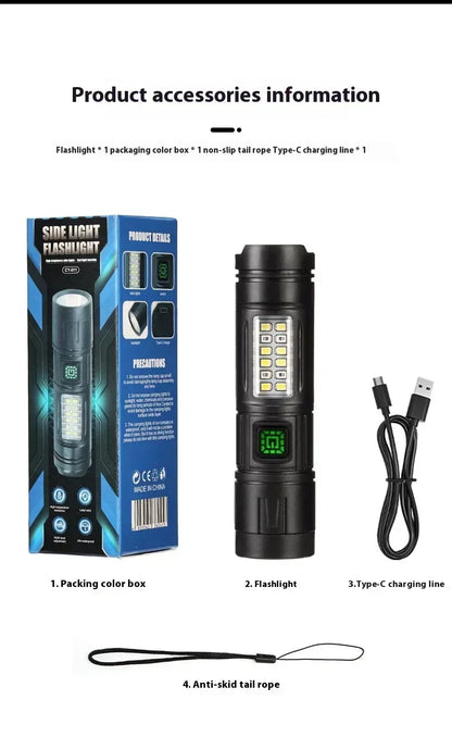 High Power Rechargeable LED Flashlight Strong Torch with Battery for Fishing Hunting Camping Lantern