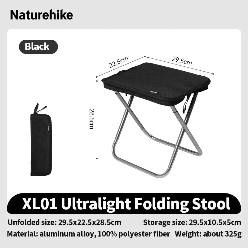 Naturehike Folding Stool for Outdoor Leisure Portable Lightweight Aluminum Chair High Load Travel Camping Foldable Fishing Chair