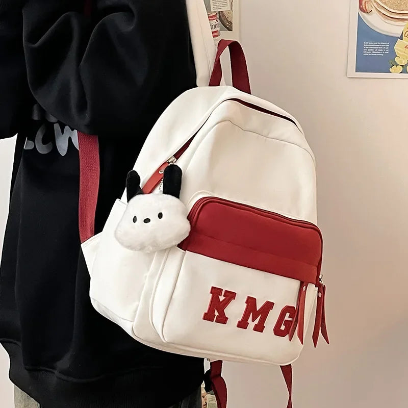 2025 New Backpack Simple Solid Color Stylish Large Capacity Student Bookbag Casual Travel Backpack for Women Men