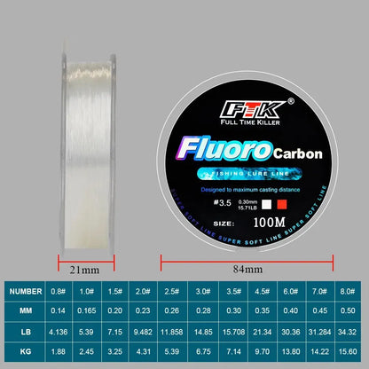 FTK Fluorocarbon Fly Fishing Line 100m