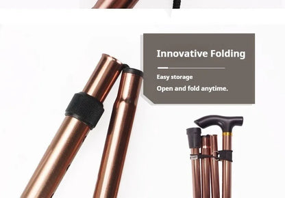 Multifunction Walking Stick Trekking Poles Telescopic Fold Crutches Hiking Stick Crutch Elderly Metal Stick Walking Cane Outdoor