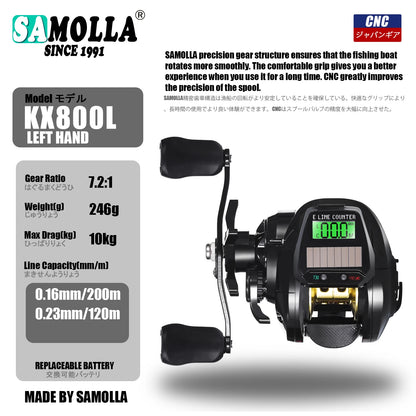 Electronic Baitcasting Reel with LED Line Counter Screen