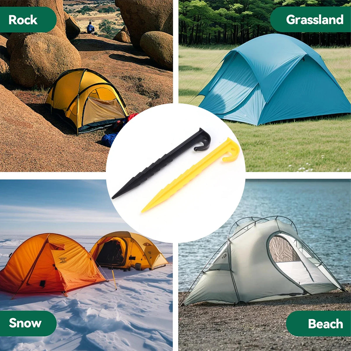 Outdoor Camping Tent Nails Sand Ground Triangular Stake Ground Awning Camping Tools Plastic Tent Pegs Nail Accessories 20/10pcs