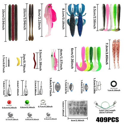84/107pcs Fishing Lure Kit Soft and Hard Bait Set Gear Layer Metal Jig Spoon For Bass Pike Crank Tackle Accessories with Box