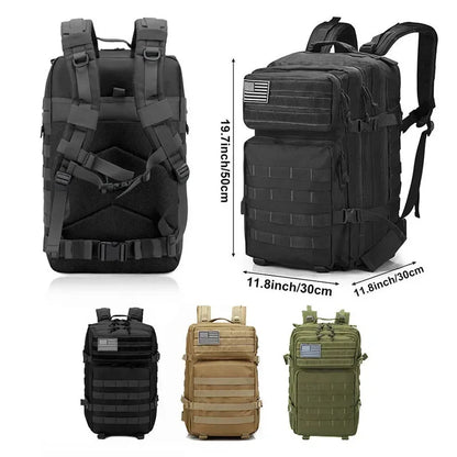 2Q-50L Tactical Backpack Men's Travel Large Capacity Rucksacks Men Waterproof Outdoor 1Sports Multi-functional Bags
