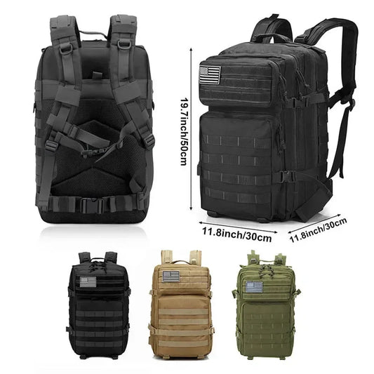 2Q-50L Tactical Backpack Men's Travel Large Capacity Rucksacks Men Waterproof Outdoor 1Sports Multi-functional Bags