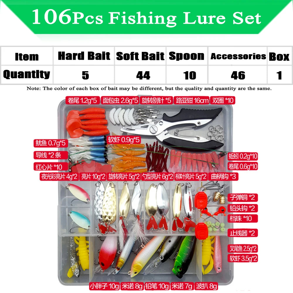 Soft and Hard Bait Lure Kit with Box