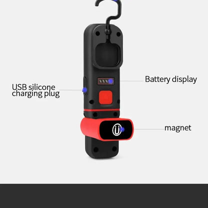 Portable USB Rechargeable Work Light Magnetic COB LED Flashlight Hanging Lamp with Built-in Battery Camping Torch