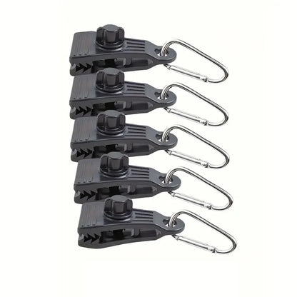 10-Pack Tent Clips & Carabiner Set, Windproof Reinforced Clamps for Canopy Rainfly Fixing, Outdoor Use