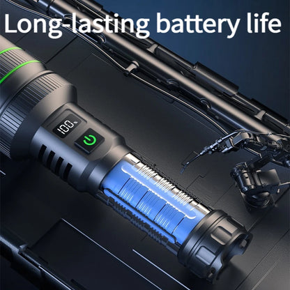 Bright Spotlight Long Range LED Flashlight Type-C Charging Strong Light Lamp Tactical Torch Waterproof Zoom Outdoor Lantern