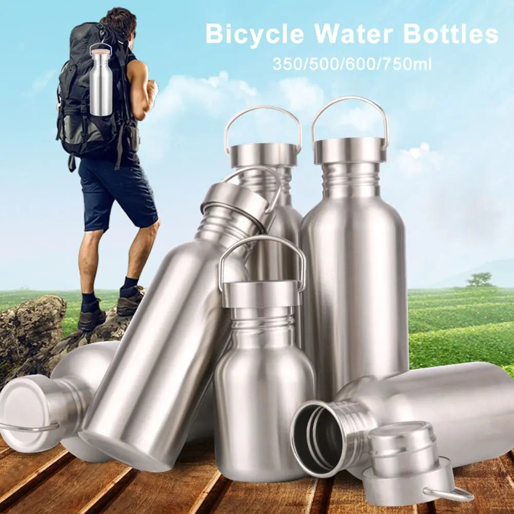 Portable Stainless Steel Bicycle Water Bottle Sports Fitness Single Walled Vacuum Insulated Metal Flask