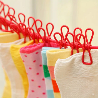 4M Outdoor Camping Non-slip Stretch Clothesline With 12 Clips Travel Stretchy Clothesline Sock Line Hanging Laundry Drying Rope