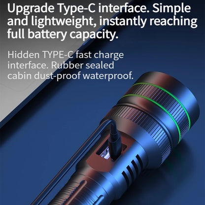 Bright Spotlight Long Range LED Flashlight Type-C Charging Strong Light Lamp Tactical Torch Waterproof Zoom Outdoor Lantern