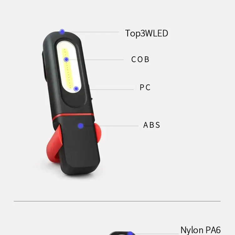 Portable USB Rechargeable Work Light Magnetic COB LED Flashlight Hanging Lamp with Built-in Battery Camping Torch