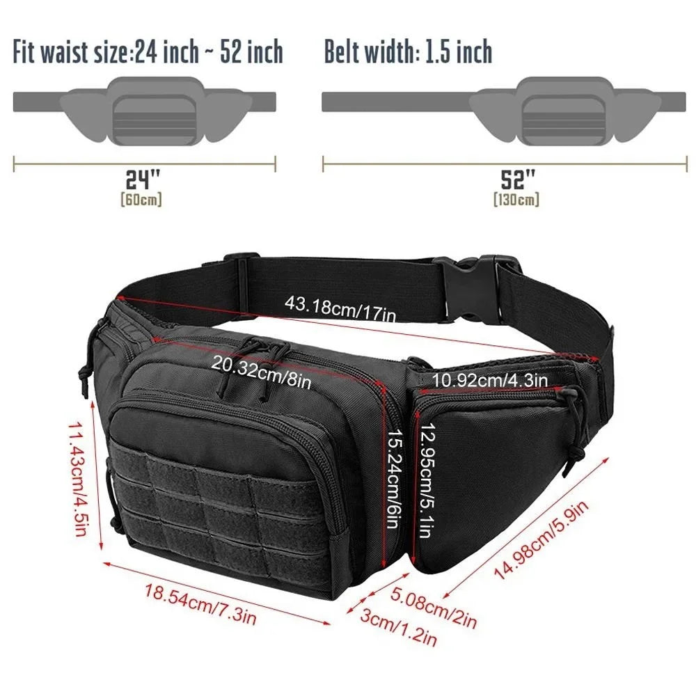 Tactical Multi-function Waist Pack Fanny Packs for Men Nylon Shoulder Hiking Mobile Phone Bag Sports High-capacity Waist Bag