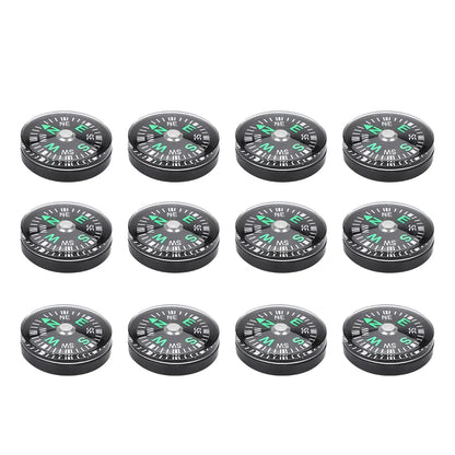 12pcs 20mm Mini Pocket Oil Filled Compass Survival Compasses For Hiking Camping Outdoor Activities Accessory