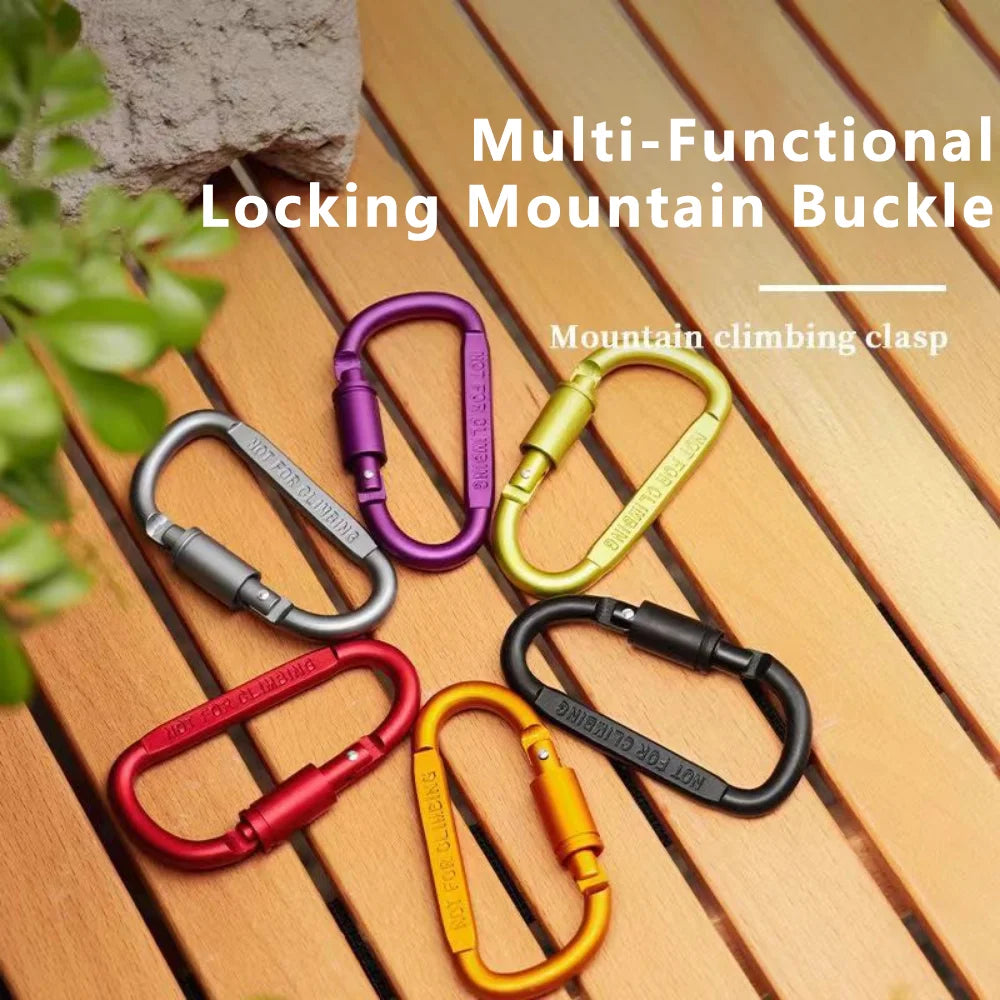 Outdoor Aluminium Alloy Sports Keychain High Quality Multi Colors with Lock D-shape Carabiner Camping Hiking Hook Outdoor Tool