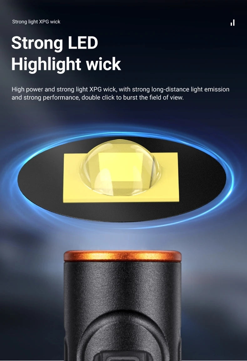 EDC Mini High Bright Pen Flashlight USB Rechargeable Magnet Small Pocket Torch Outdoor Camping Hiking Emergency Lighting Light