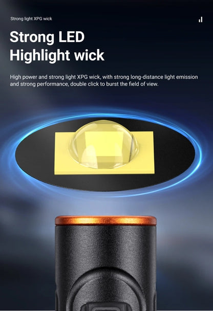 EDC Mini High Bright Pen Flashlight USB Rechargeable Magnet Small Pocket Torch Outdoor Camping Hiking Emergency Lighting Light