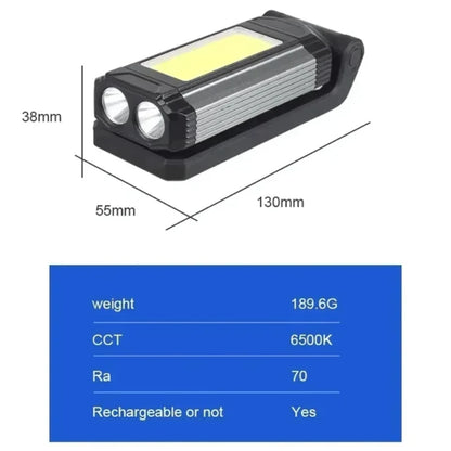 2026 New Magnetic COB Work Light USB Rechargeable LED Flashlight Portable Lantern Camping Light Type-C Power Bank Function Lamps