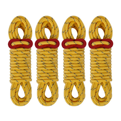 4Pcs 5mm Outdoor Tent Guyline Ropes 4M Reflective Camping Guy Lines with Adjuster Tensioner Camping Accessories for Tarp Canopy
