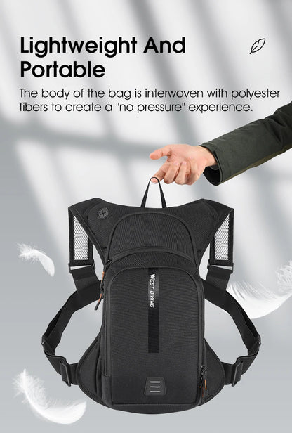 WEST BIKING 10L Ultralight Cycling Backpack Ergonomic Strap Reflective Bicycle Bag With Water Bag Traveling Hiking Cycling Bag