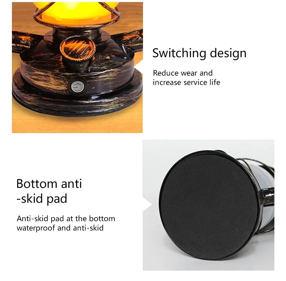 Vintage Rechargeable Camping Lantern – 3 Lighting Modes