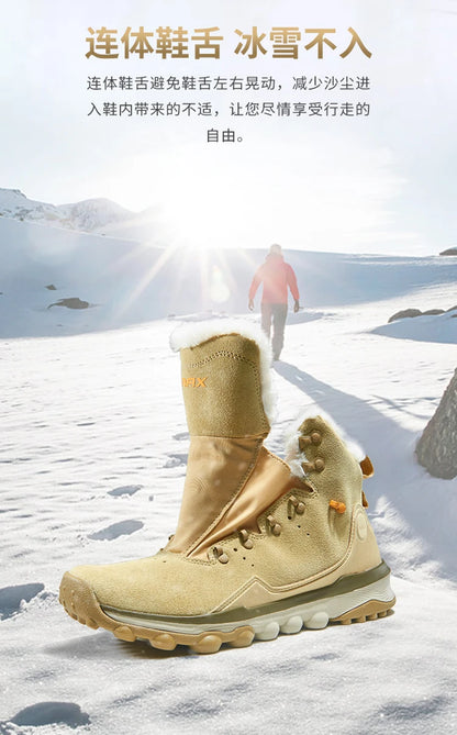 RAX Hiking Boots Men Waterproof Winter Snow Boots Fur lining Lightweight Trekking Shoes Warm Outdoor Sneakers Mountain Boots Men