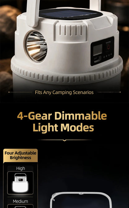 Solar LED Camping Lamp – Type-C Charging, with Hook
