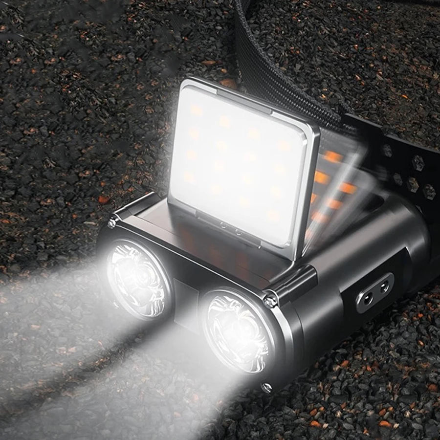 Owl Headlamp Type-c Rechargeable Headlight Portable Rotating Hunting Lights Led Flashlight Fishing Front Bicycle Light