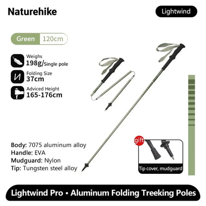 Naturehike 2025 New Walking Stick Ultralight Folding Climbing Backpack Pole 3 Folded Rod Quick Open Travel Hiking Trekking Poles