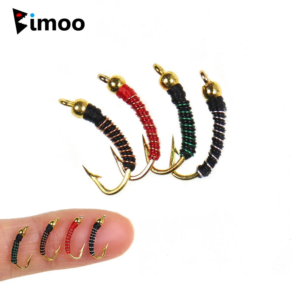 Bimoo Beadhead Chironomid Midge Flies (8 Pack)