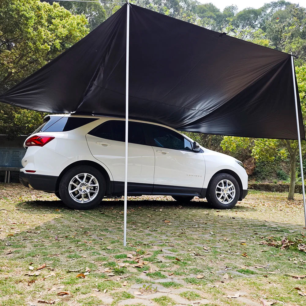 SUV Car Side Awning Tarp Black Coating Waterproof UV Protection Suction Cup Shelter Tent Camping Touring Outdoor Shade Manta Ray