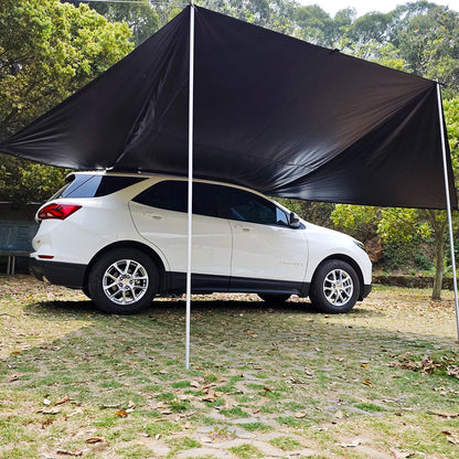 SUV Car Side Awning Tarp Black Coating Waterproof UV Protection Suction Cup Shelter Tent Camping Touring Outdoor Shade Manta Ray