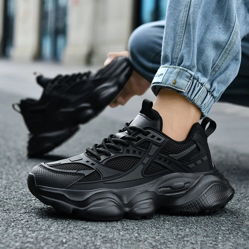 Men’s Platform Running Sneakers – Lightweight Breathable Streetwear Shoes, Large Size 48 Athletic Walking Trainers