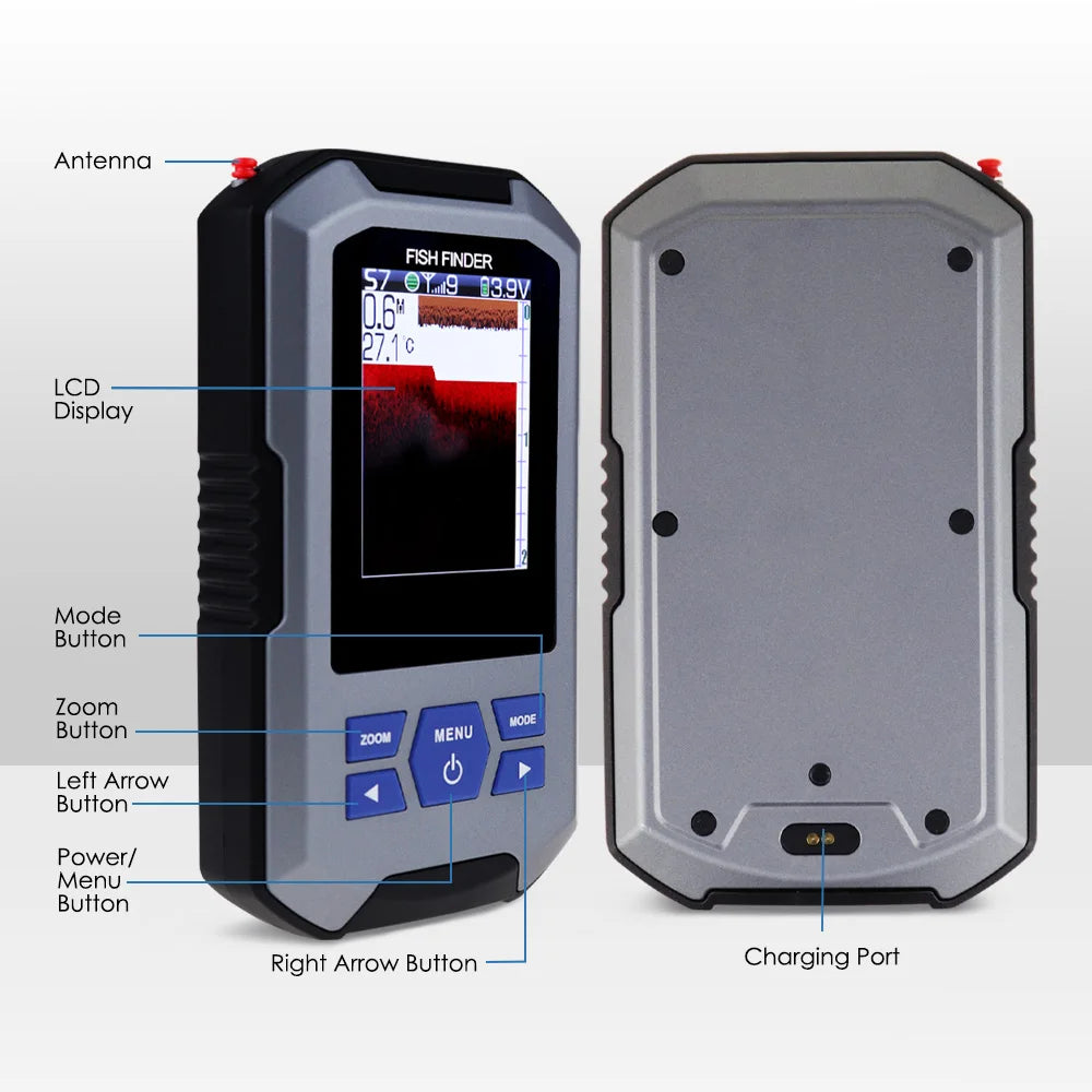 Wireless Sonar Fish Finder with Large LCD & Fish Alarm