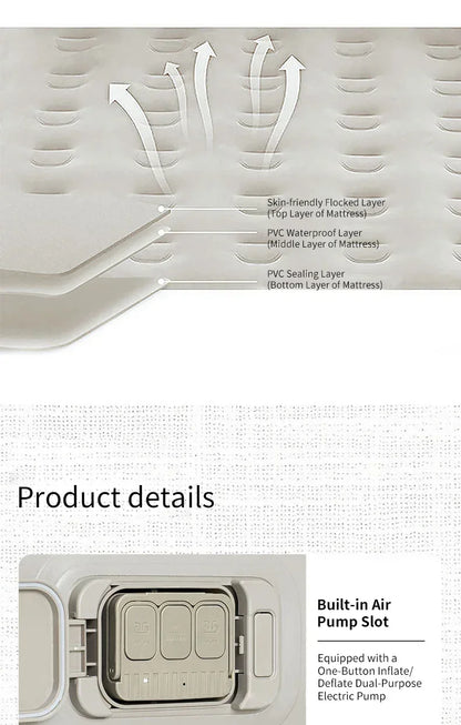New Air Mattress Built-in Pump Self-inflating Mat Cushion Outdoor Tent Inflatable Bed Double sleeping Pad For Camping or Indoor