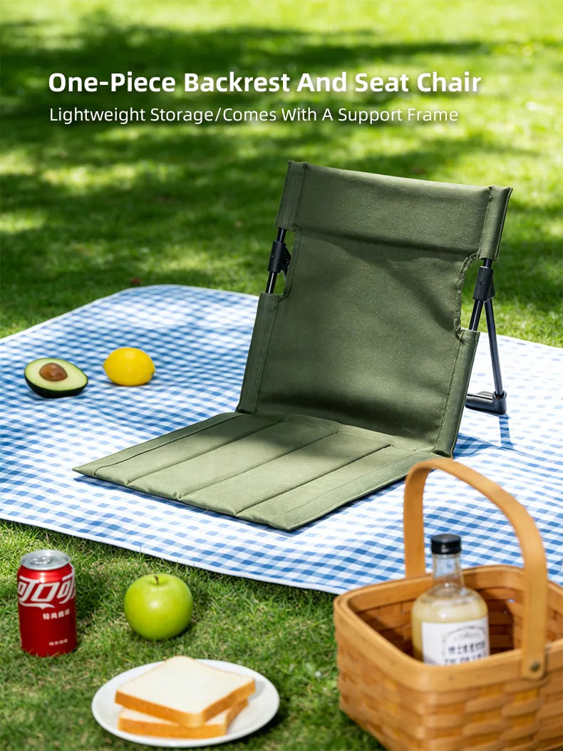 Lightweight Folding Low Back Chair, Portable Outdoor Leisure Recliner for Camping, Picnic, Fishing and Daily Outdoor Activities